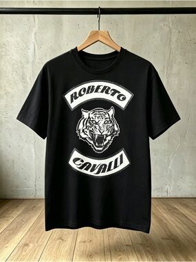 Roberto Cavalli Black Graphic Print T-Shirt Unisex